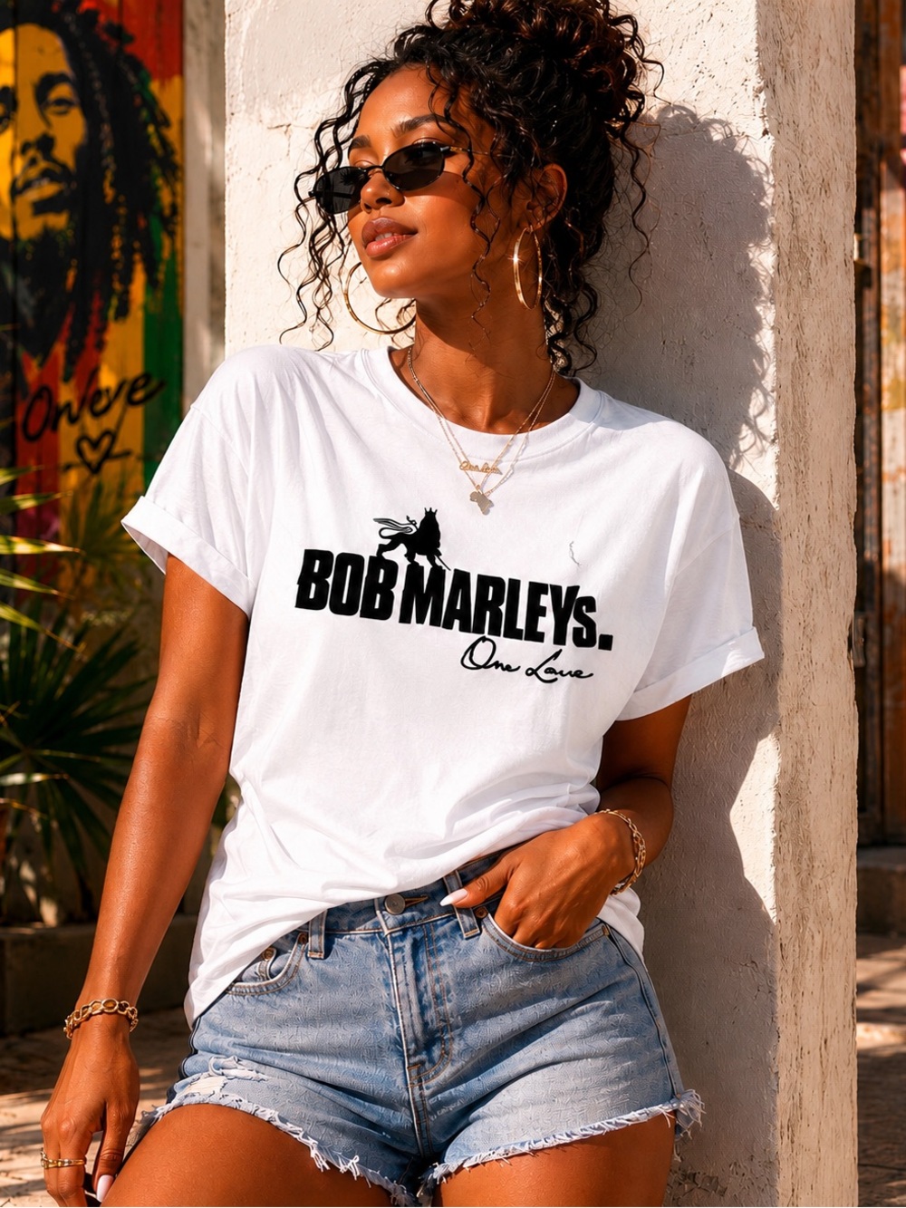 Bob Marley 'One Love' White Graphic Tee